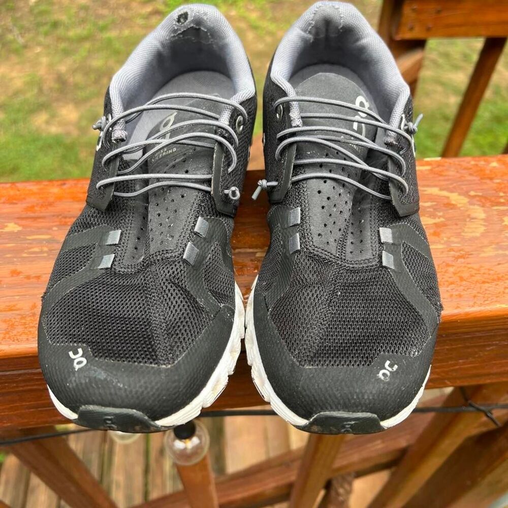 On Running Women's 9 On Cloud 5 Black White Road Trail Running Sneakers